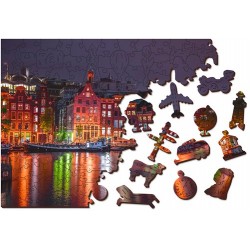 Wooden City Wooden puzzle Amsterdam by night